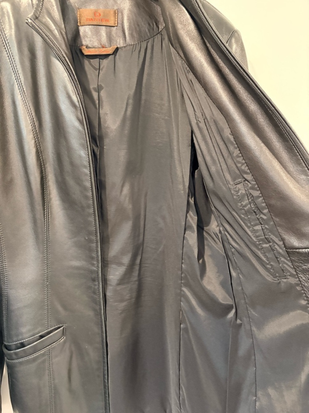 Vintage Danier Black Leather Jacket | Minimalist 90s Genuine Leather Coat - Picture 6 of 7